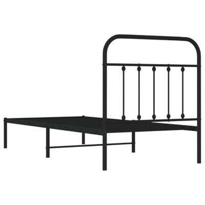 Bedframe met hoofdbord metaal zwart 90x200 cm Bedframe met hoofdbord metaal zwart 90x200 cm