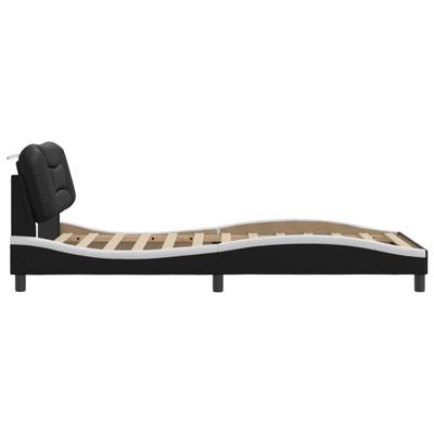 Bedframe met hoofdbord kunstleer zwart en wit 100x200 cm