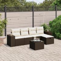 5-delige Loungeset met kussens poly rattan bruin - thumbnail