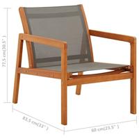 Tuinstoel met voetensteun eucalyptushout en textileen grijs - thumbnail