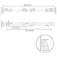 Schuifdeur onderdelenset 183 cm roestvrij staal zilverkleurig - thumbnail