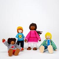 Goki flexibele poppen interculturele familie, 4st. - thumbnail