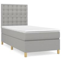 Boxspring met matras stof lichtgrijs 90x200 cm - thumbnail