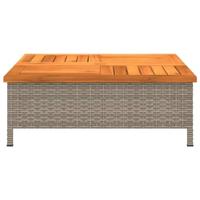 Tuintafel 70x70x25 cm poly rattan en acaciahout grijs - thumbnail