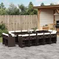 15-delige Tuinset met kussens poly rattan bruin - thumbnail