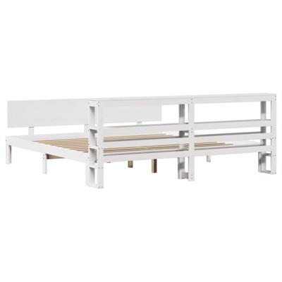 Bedframe met hoofdeinde zonder matras 200x200 cm wit