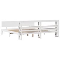 Bedframe met hoofdeinde zonder matras 200x200 cm wit - thumbnail