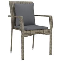 Tuinstoelen 2 st met kussens poly rattan grijs - thumbnail