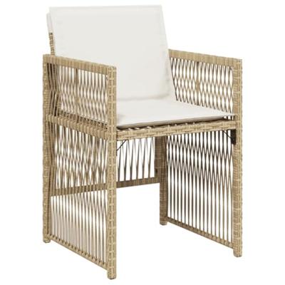 15-delige Tuinset met kussens poly rattan beige