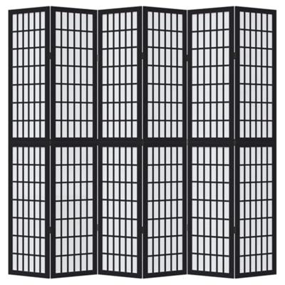 Kamerscherm met 6 panelen massief paulowniahout zwart