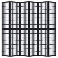 Kamerscherm met 6 panelen massief paulowniahout zwart - thumbnail