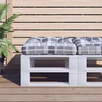 VidaXL Palletkussen 50x50x12 cm stof ruitpatroon grijs - thumbnail