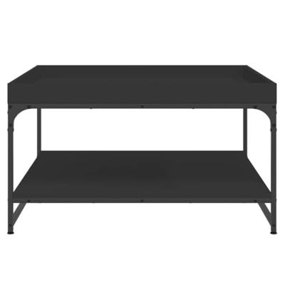 Salontafel 80x80x45 cm bewerkt hout en ijzer zwart