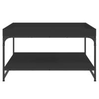 Salontafel 80x80x45 cm bewerkt hout en ijzer zwart - thumbnail