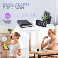 Slim-line Digitale Wekker - Dual Alarmklok - Groot Meerkleurig Display - USB Poort (HCG024) - thumbnail