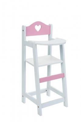 Houten poppenstoel - Wit/Roze - met Hartje