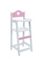 Houten poppenstoel - Wit/Roze - met Hartje - thumbnail
