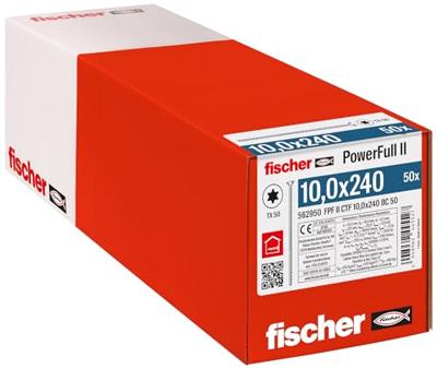 Fischer 562950 FPF II CTF 10,0 x 240 BC 50 Houtschroef 10 mm 240 mm TX Staal Galvanisch verzinkt 50 stuk(s) Fischer 562950 FPF II CTF 10,0 x 240 BC 50 Houtschroef 10 mm 240 mm TX Staal Galvanisch verzinkt 50 stuk(s)