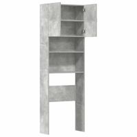 Wasmachinekast 64x24x190 cm bewerkt hout betongrijs - thumbnail