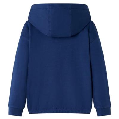 Kindertrui met capuchon paardenontwerp 128 marineblauw