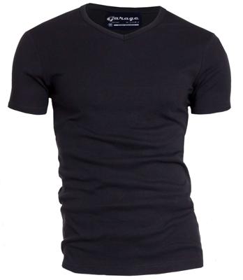 Garage T-Shirt V-neck semi bodyfit black ( art 0302)