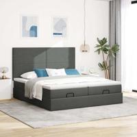 Ottoman bed met matrassen en LED's 180x200cm stof donkergrijs - thumbnail