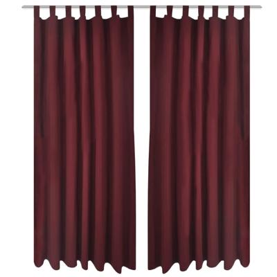 VidaXL Micro-satijnen gordijnen met ringen 140 x 175 cm 2 stuks (wijnrood) VidaXL Micro-satijnen gordijnen met ringen 140 x 175 cm 2 stuks (wijnrood)