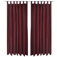 VidaXL Micro-satijnen gordijnen met ringen 140 x 175 cm 2 stuks (wijnrood) - thumbnail
