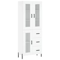 Hoge kast 69,5x34x180 cm bewerkt hout wit - thumbnail