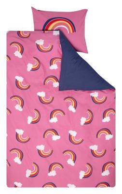 HEMA Kinderdekbedovertrek 140x200cm zacht katoen regenbogen (roze)