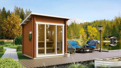 Tuindeco Tampere XXS saunahuis 208x208 cm 40 mm vuren blank- Lessenaarsdak- Hout-