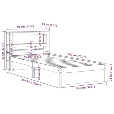 Bedframe met hoofdeinde zonder matras 90x200 cm wit