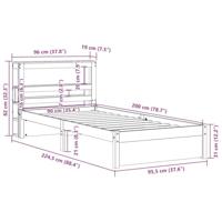 Bedframe met hoofdeinde zonder matras 90x200 cm wit - thumbnail