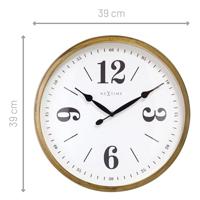 NeXtime NE-3290GO Landelijke Wandklok - 39cm - Stille Klok - Wit/ Goud- "Classic" - thumbnail