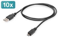 USB-kabel - USB (M) naar micro-USB type B (M) - USB 2.0 - 1 m - zwart (pak van 10) - thumbnail