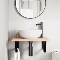 Badkamer wandschap staal en massief eikenhout - thumbnail