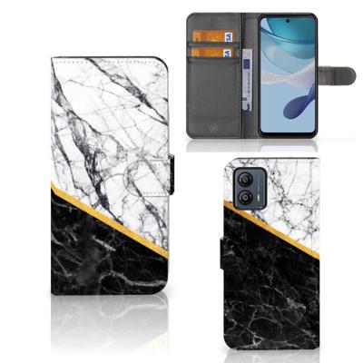 Motorola Moto G53 | Bookcase | Marmer Wit Zwart - Origineel Cadeau Man