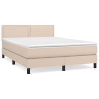 Boxspring met matras kunstleer cappuccinokleurig 140x200 cm - thumbnail
