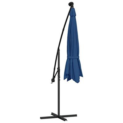 Zweefparasol met LED-verlichting en stalen paal 300 cm blauw
