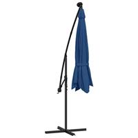 Zweefparasol met LED-verlichting en stalen paal 300 cm blauw - thumbnail