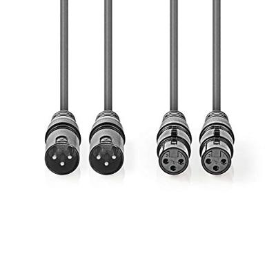 Gebalanceerde XLR-Audiokabel | 2x XLR 3-pins male - 2x XLR 3-pins female | 3,0 m | Grijs Gebalanceerde XLR-Audiokabel | 2x XLR 3-pins male - 2x XLR 3-pins female | 3,0 m | Grijs