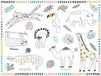 Folat BV inkleurbare placemats wilde dieren 6st. - thumbnail