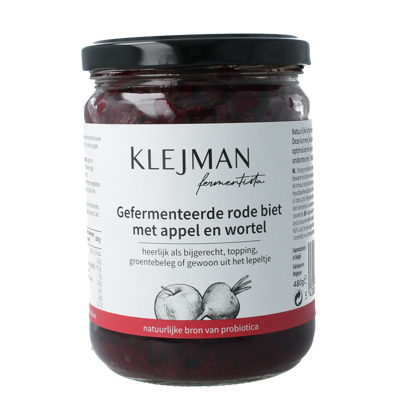 KLEJMAN Fermentista Gefermenteerde rode biet met wortel en appel 480 Gram KLEJMAN Fermentista Gefermenteerde rode biet met wortel en appel 480 Gram
