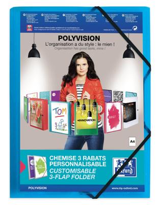 OXFORD Polyvision elastomap, formaat A4, uit PP, transparant blauw