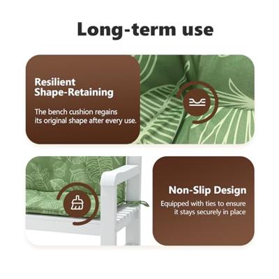 Tuinbankkussens 2 st bladpatroon 120x50x7 cm stof - thumbnail