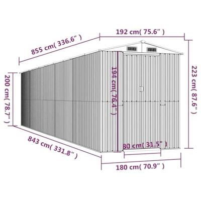 Tuinschuur 192x855x223 cm gegalvaniseerd staal lichtbruin