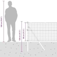 VidaXL Hek met paal grijs 0,8 x 25 m staal en pvc - thumbnail