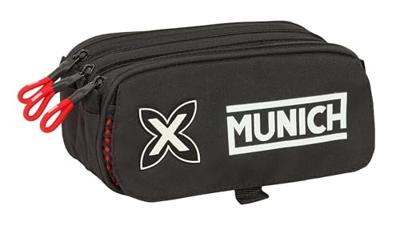 Pennenetui met 3 vakken Munich Vulcan Zwart 21,5 x 10 x 8 cm