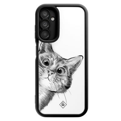 Samsung Galaxy A14 zwarte case - Kat kiekeboe Samsung Galaxy A14 zwarte case - Kat kiekeboe