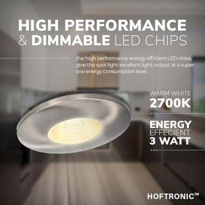 Set van 4 Pavo - Platte LED ipbouwspots met lage inbouwdiepte 12mm - 3 Watt 300 Lumen - 2700K Warm wit - Dimbaar - Rond - Meubelspot - IP44 waterdicht - RVS Set van 4 Pavo - Platte LED ipbouwspots met lage inbouwdiepte 12mm - 3 Watt 300 Lumen - 2700K Warm wit - Dimbaar - Rond - Meubelspot - IP44 waterdicht - RVS